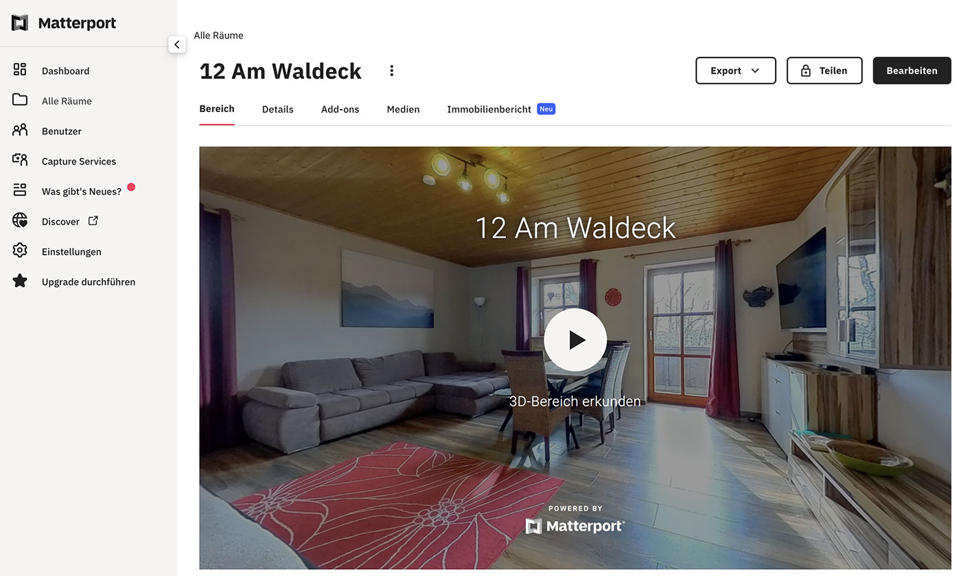 Matterport Virtuelle Tour für Ihre Ferienwohnung