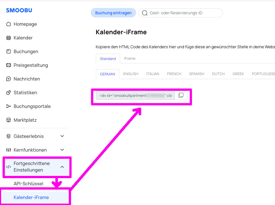smoobu kalender scripte