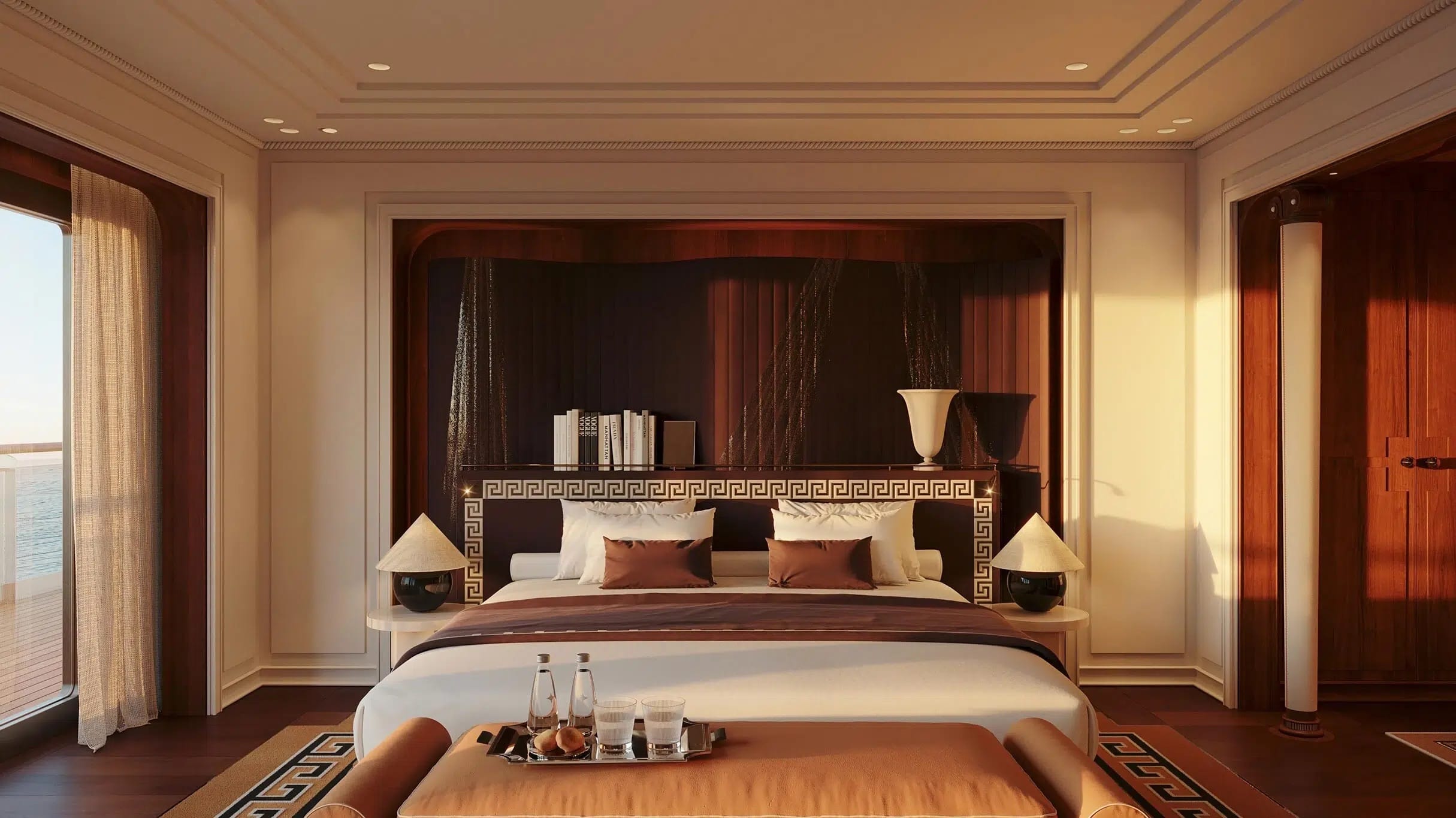 Die Kabinen der Orient Express Yachten bieten stilvollen Komfort und Anleihen aus der Ära des legendären Luxuszuges.