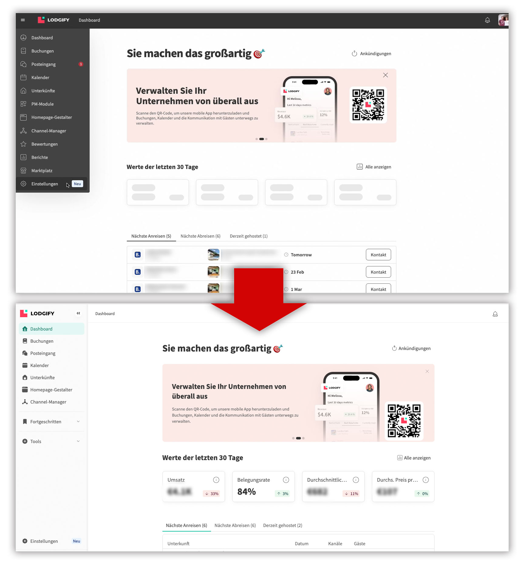 Lodgify Relaunch - neues Dashboard 2025